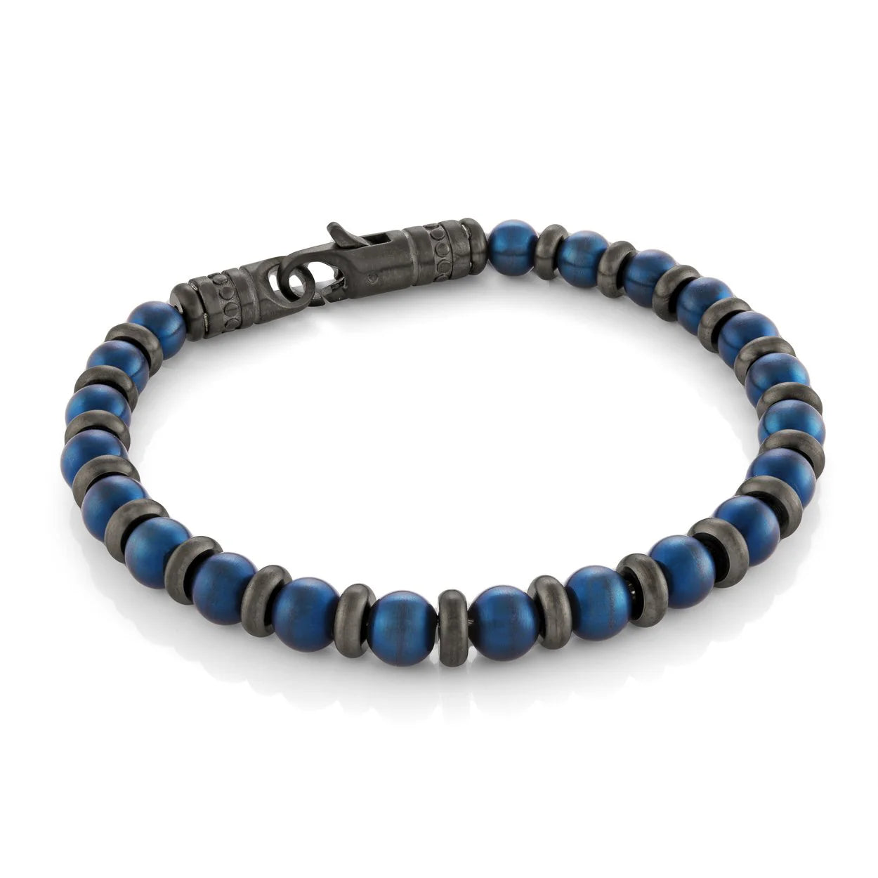 Blue Steel Bead Bracelet