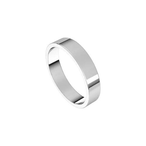 4mm Men's Classic Flat Wedding Band | White Gold