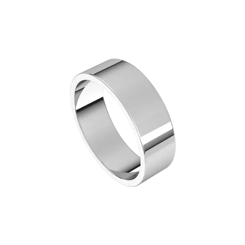 6mm Men's Classic Flat Wedding Band | White Gold