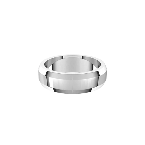 6mm Men's Bevelled Edge Wedding Band | White Gold