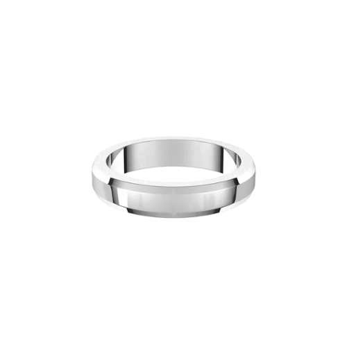 4mm Men's Bevelled Edge Wedding Band | White Gold