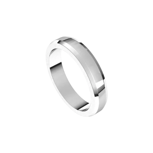 4mm Men's Bevelled Edge Wedding Band | White Gold