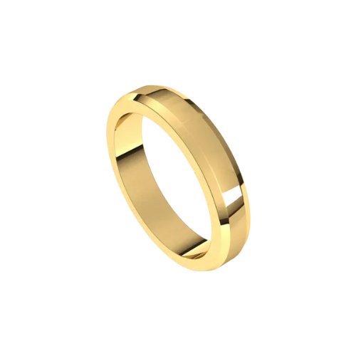 4mm Men's Bevelled Edge Wedding Band | Yellow Gold